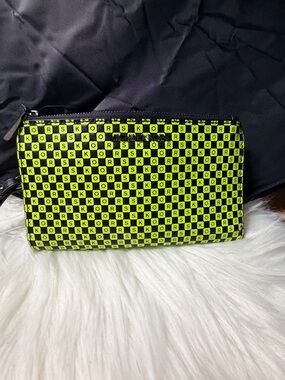 Michael Kors Neon Lime and Black Checker Wristlet